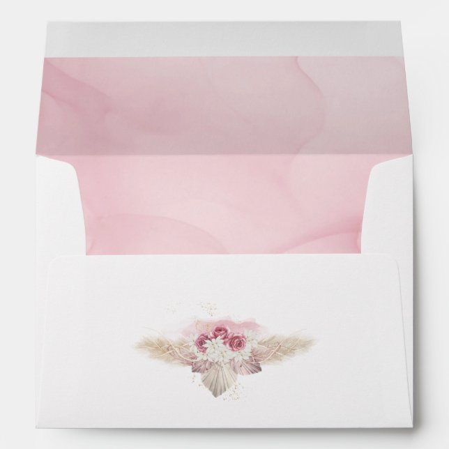 Enveloppe Boho rose Rose Dry Palm Feuilles Retour Adresse (Dos (Bas))