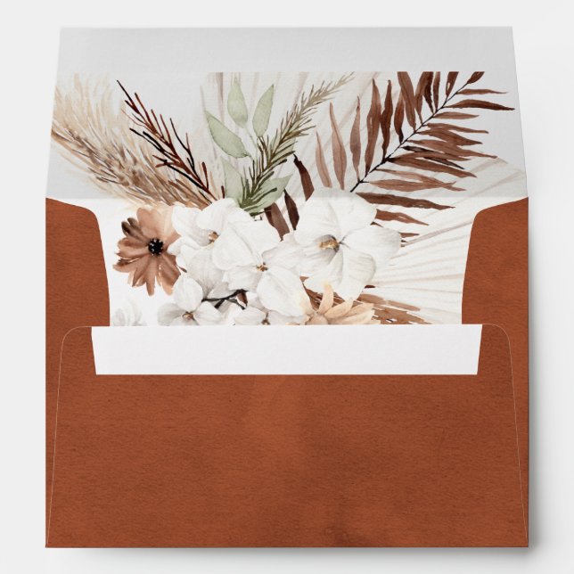 Enveloppe Boho rouille Pampas Terracotta (Dos (Bas))