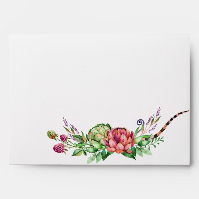 Enveloppe Boho Rustique Succulent Cactus Mariage de verdure (Devant)