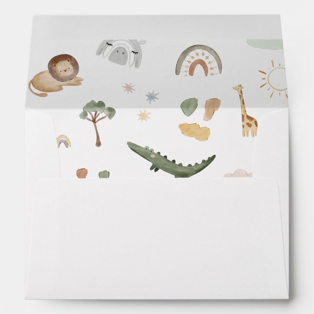 Enveloppe Boho Safari Baby shower d'aquarelle (Dos (Bas))