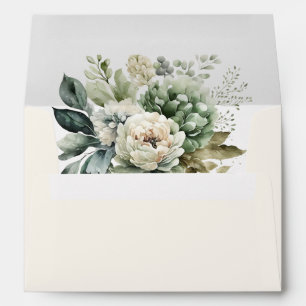 Enveloppe Boho Sage Green et Mariage Fleur sauvage ivoire