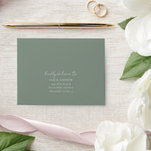Enveloppe Boho Sage Green Ginkgo Mariage RSVP