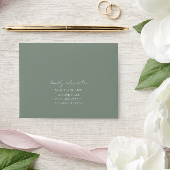Enveloppe Boho Sage Green Ginkgo Mariage RSVP (Wedding)
