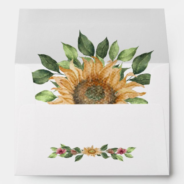 Enveloppe Boho Sunflower Rustique Mariage Fleur sauvage (Dos (Bas))