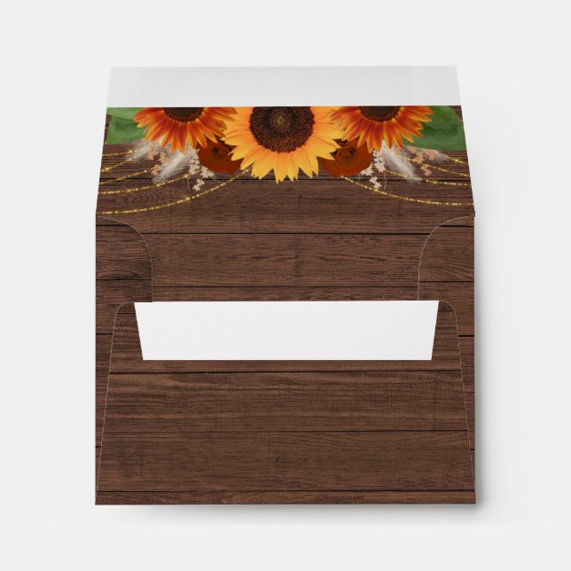 Enveloppe Boho Sunflower Wedding Carte RSVP Adresse de retou (Dos (Bas))