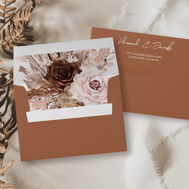 Enveloppe Boho Terracotta Faire-part de mariage Adresse de r (Créateur téléchargé)