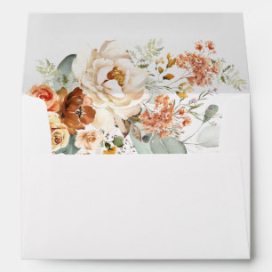 Enveloppe Boho Terracotta Fleurs Jaunes Adresse de retour