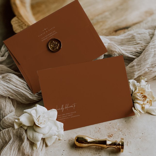 Enveloppe Boho Terracotta Modern Return Adresse RSVP (Boho Terracotta Modern Return Address RSVP Envelope)
