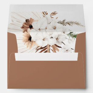 Enveloppe Boho Terracotta Pampas Brown Mariage Floral Grass