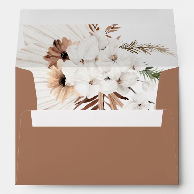 Enveloppe Boho Terracotta Pampas Mariage en laiton en laiton (Dos (Bas))