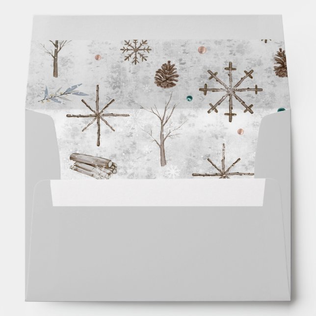 Enveloppe Boho Twigs & Pinecone Christmas ID986 (Dos (Bas))