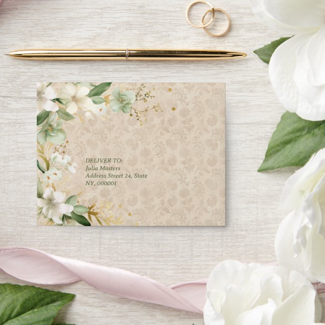 Enveloppe Boho Vintage Floral Faire-part de mariage botaniqu (Wedding)