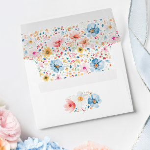 Enveloppe Boho Watercolor Fleurs sauvages Motif élégant mode