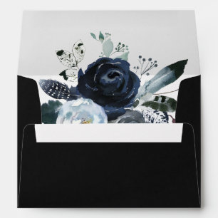 Enveloppe Boho White Navy Peony Adresse préimprimée 5x7