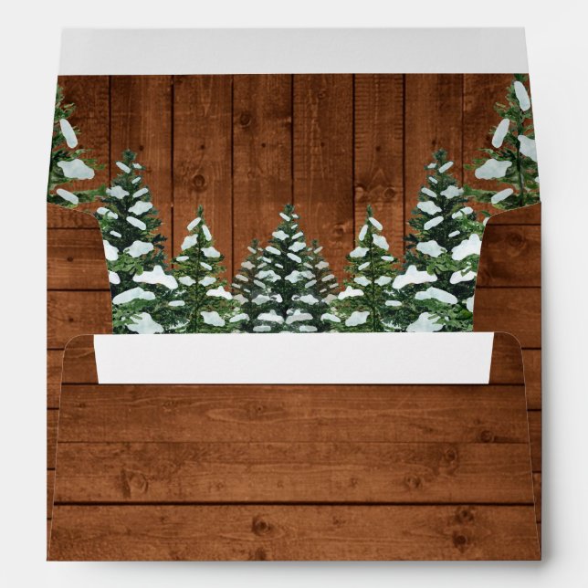 Enveloppe Bois de neige et forêt Pin rural Fête de neige (Dos (Bas))