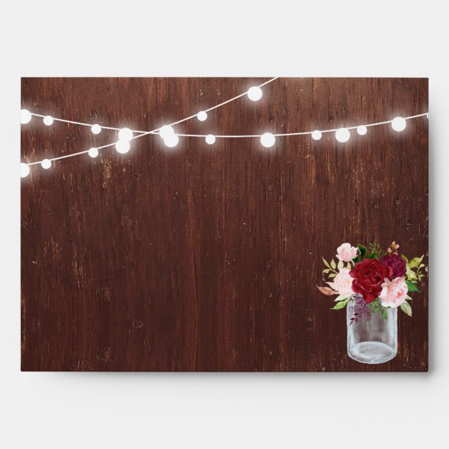 Enveloppe Bois Mason Jar Éclairage Mariage Bourgogne (Devant)