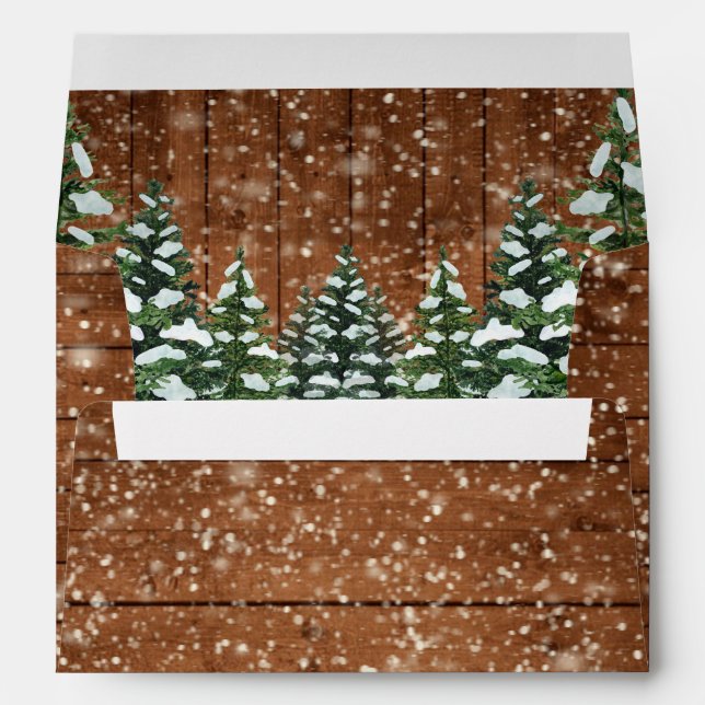 Enveloppe Bois neigeux & Forêt Pin champêtre Personnalisé (Dos (Bas))