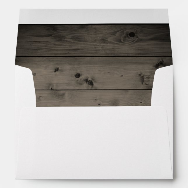 Enveloppe Bois rustique 5X7 de grange de mariage campagnard (Dos (Bas))