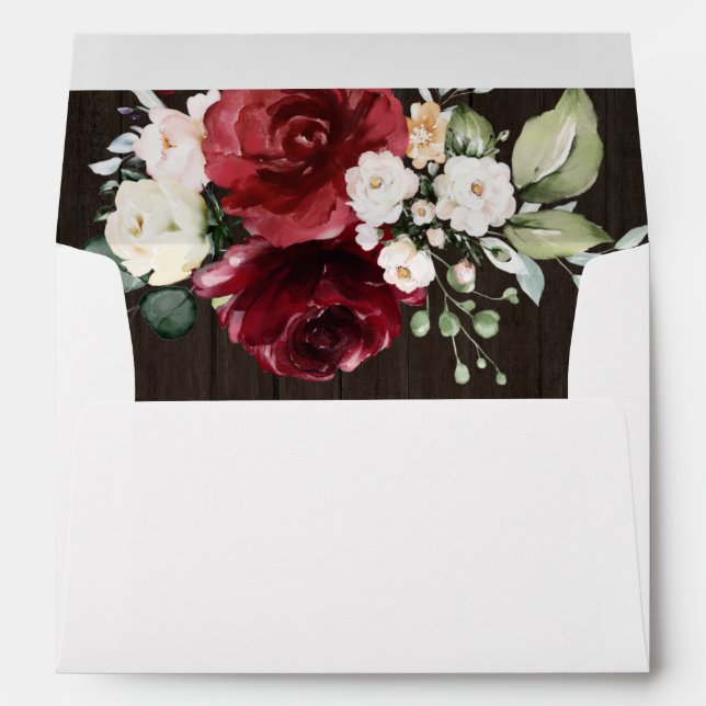 Enveloppe Bois rustique Floral Faire-part de mariage Liner E (Dos (Bas))