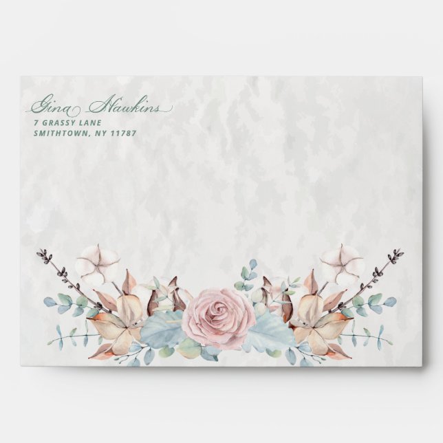 Enveloppe Bois rustique Hiver Floral Kaylin3 (Devant)