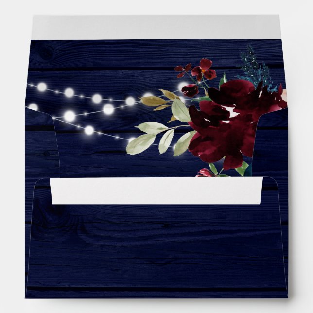 Enveloppe Bois rustique Marsala & Mariage bleu marine Envelo (Dos (Bas))