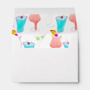 Enveloppe Boissons à l'aquarelle, cocktail Margarita peint à