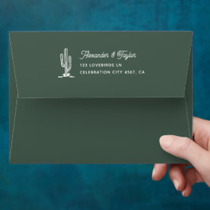Enveloppe Bold Retro Green Saguaro Cactus Mariage du désert