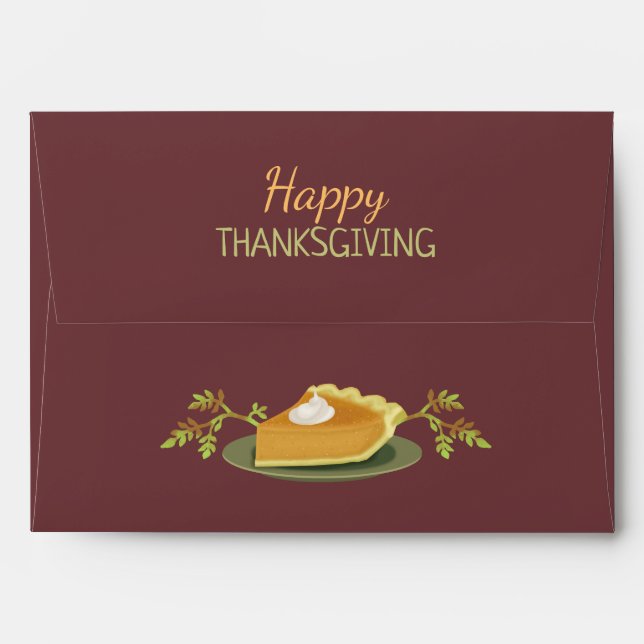 Enveloppe Bon thanksgiving Party Citrouille tarte feuille Bo (Dos (Haut rabat))
