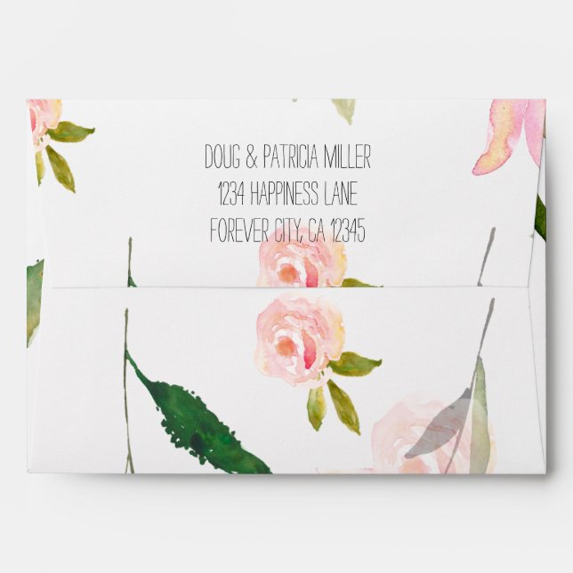 Enveloppe Bonjour belle aquarelle florale (Dos (Haut rabat))