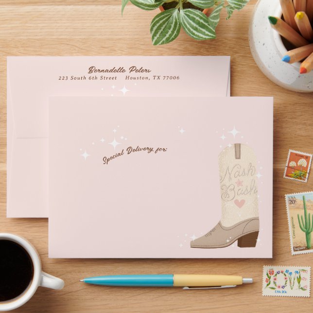 Enveloppe Boot de la cow-girl rose pâle (Desk)