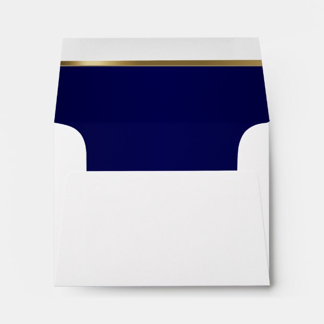 Enveloppe Bordée de Bleu foncé et de Barre d'or (Dos (Bas))