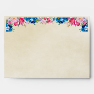 Enveloppe Border Pretty Pink et Blue Flower