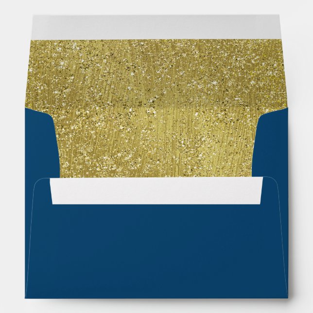 Enveloppe Bordure bat mitzvah Parties scintillant or sur n'i (Dos (Bas))