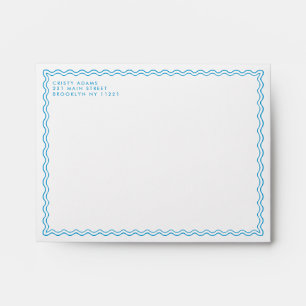 Enveloppe Bordure classique simple vague bleue