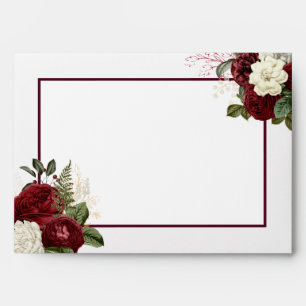 Enveloppe Bordure florale burgonde romantique élégante
