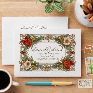 Enveloppe Bordure ornée victorienne avec Mariage Fleur sauva