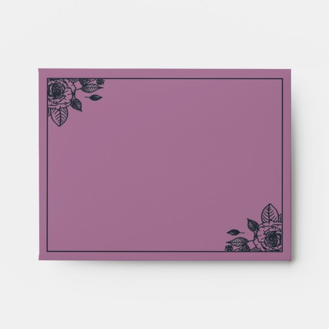 Enveloppe Bordure Rose délicate bleu et rose marine | MARIAG (Devant)
