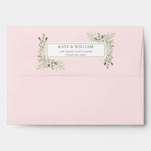 Enveloppe Botanical Greenery Soft Pink Adresse de retour