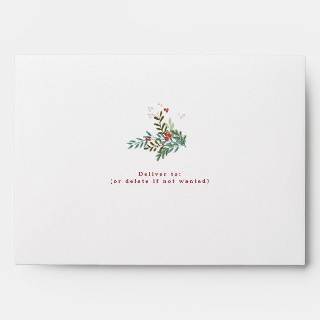 Enveloppe Botanique Floral Noël Classic Adresse de retour (Devant)