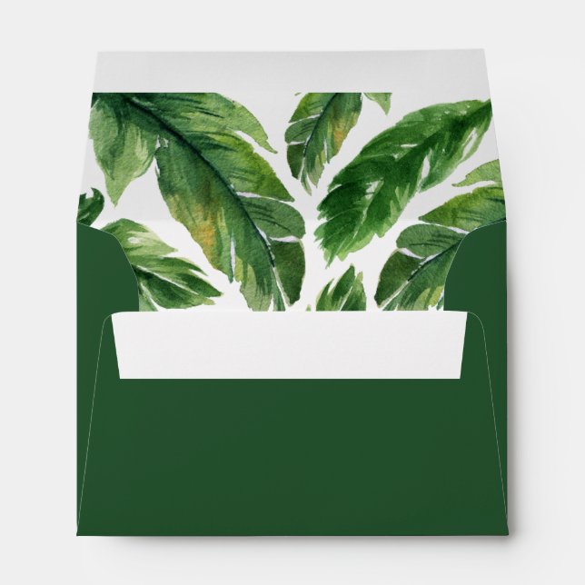 Enveloppe Botanique moderne à feuilles tropicales. (Dos (Bas))