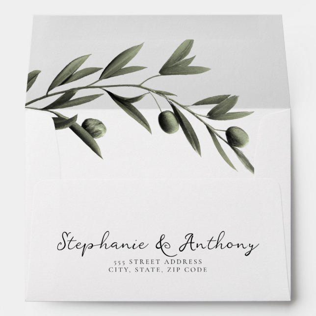 Enveloppe Botanique Olive Branch Feuille Mariage italien (Dos (Bas))