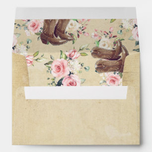 Enveloppe Bottes de cowboy et fleurs d'aquarelle