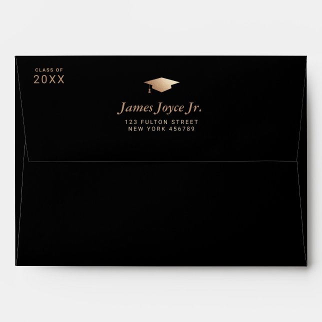 Enveloppe Bouchon d'obtention du diplôme Gold Foil et Black  (Dos (Haut rabat))