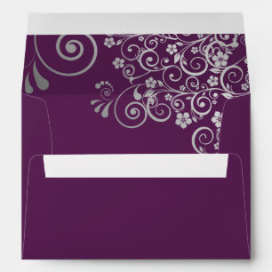 Enveloppe Boucles d'argent sur Plum Purple Mariage élégant
