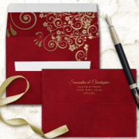 Boucles d'or sur Crimson marbré Mariage rouge élég