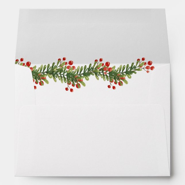 Enveloppe Boughs rustiques de Holly Mariage de Noël d'hiver (Dos (Bas))