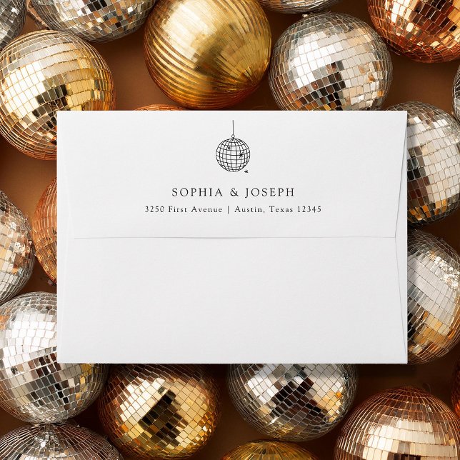 Enveloppe Boule Disco Minimale | Mariage noir et blanc (Créateur téléchargé)
