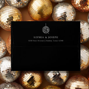 Enveloppe Boule Disco Minimaliste Mariage noir