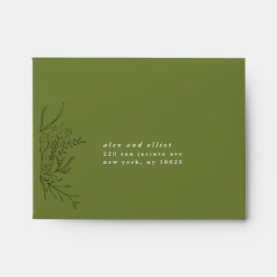 Enveloppe Bouquet à débordement vert RSVP Adresse de retour