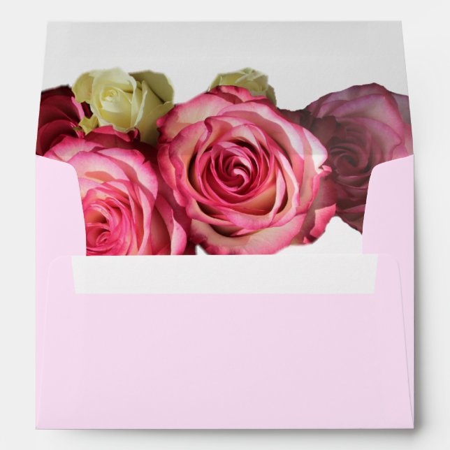Enveloppe Bouquet de mariage rose à fleurs rose (Dos (Bas))